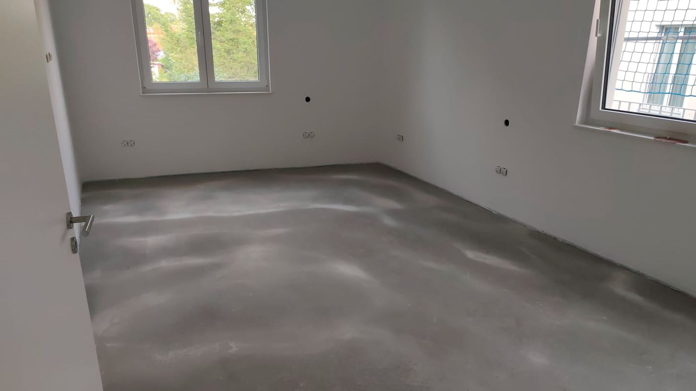 Fully levelled room in a new-build before vinyl installation